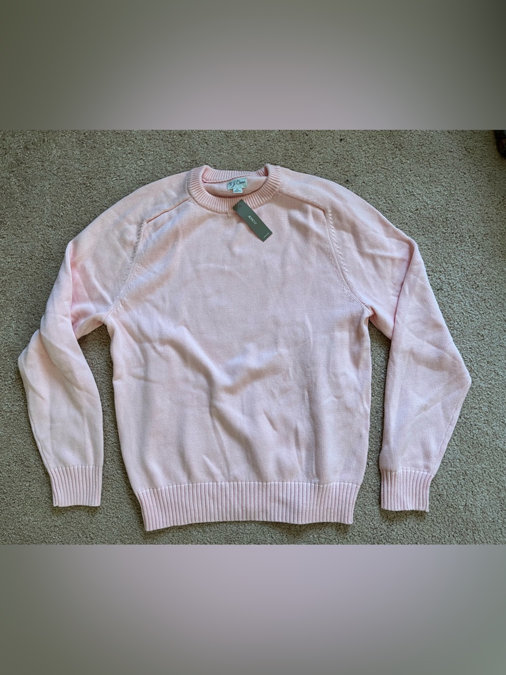 NWT J Crew Light pink cotton knit sweater men’s M